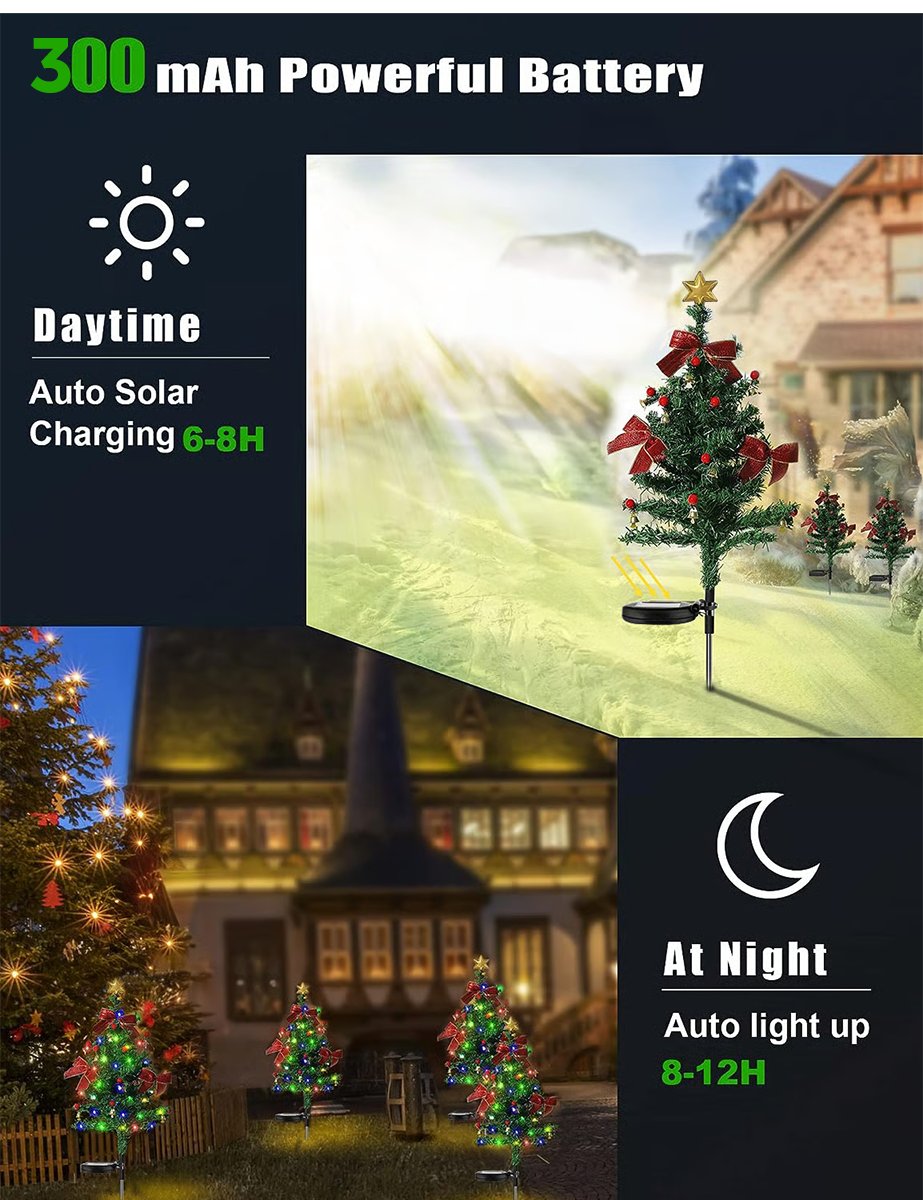 ✨Solar Christmas tree lights holiday decorations, outdoor courtyards, gardens, lawns, small path lights, atmosphere lights🔥
