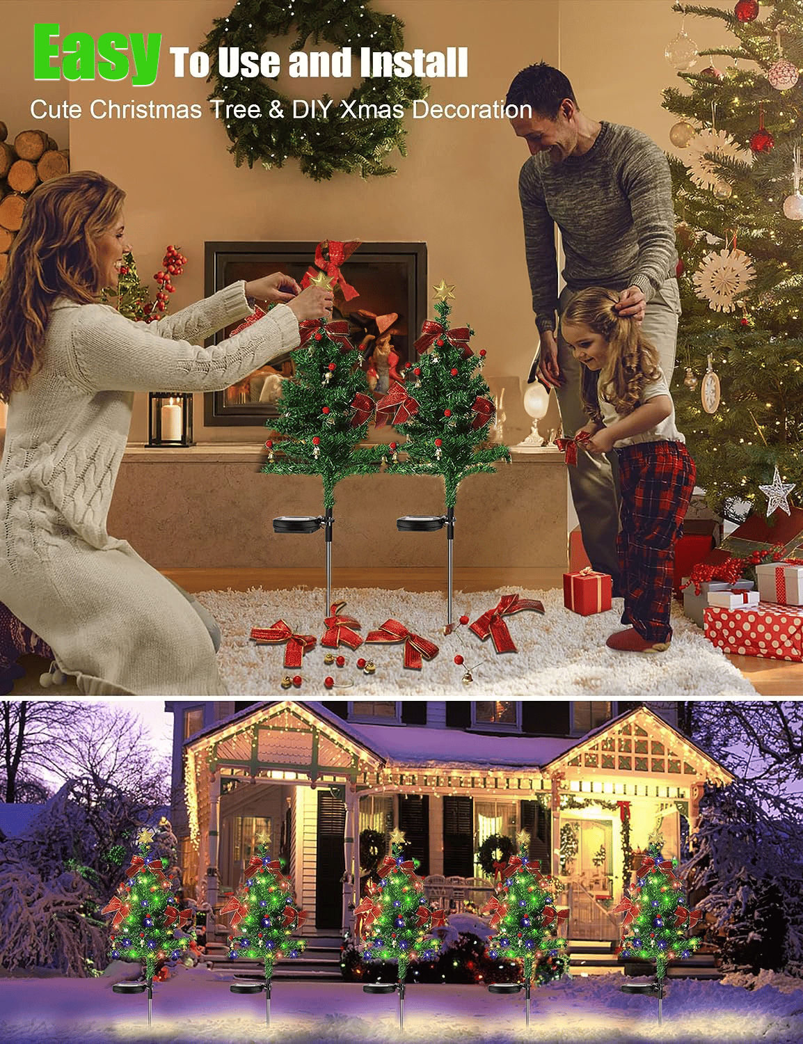 ✨Solar Christmas tree lights holiday decorations, outdoor courtyards, gardens, lawns, small path lights, atmosphere lights🔥